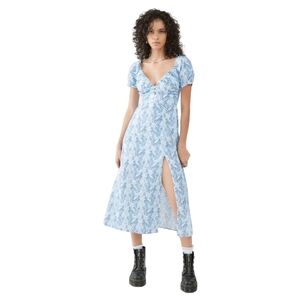 Urban Outfitters-Kiss the Sky side slit maxi dress In Lue Floral Print Size XS